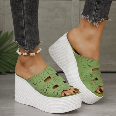 Plus Size Casual Slip - on Stitching Wedge Slippers - MH TRENDS & STYLES