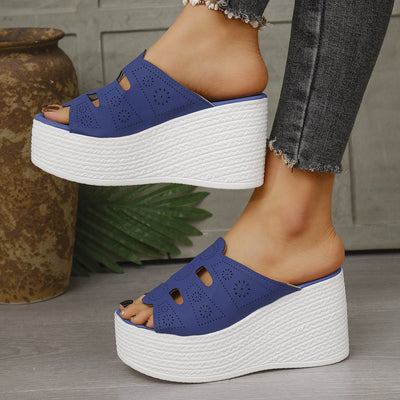 Plus Size Casual Slip - on Stitching Wedge Slippers - MH TRENDS & STYLES