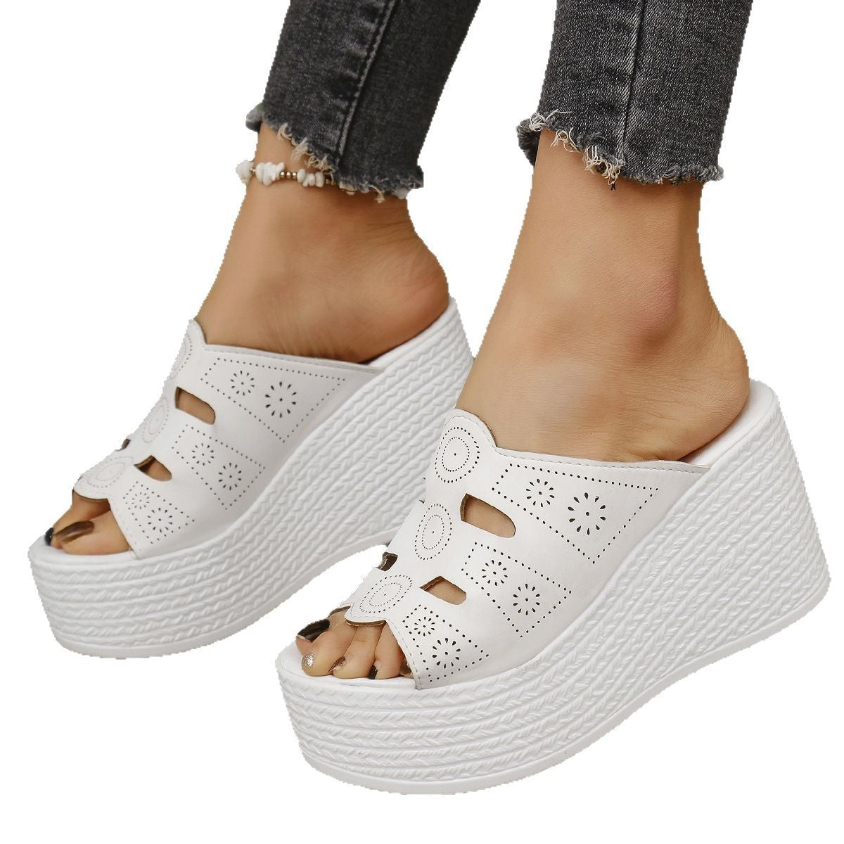 Plus Size Casual Slip - on Stitching Wedge Slippers - MH TRENDS & STYLES