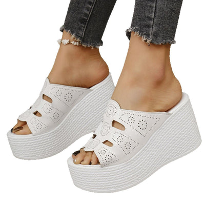 Plus Size Casual Slip - on Stitching Wedge Slippers - MH TRENDS & STYLES