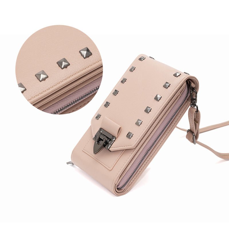 Rivet Design Shoulder Bags Mobile Phone Handbag Solid Color Crossbody Bags Women - MH TRENDS & STYLES