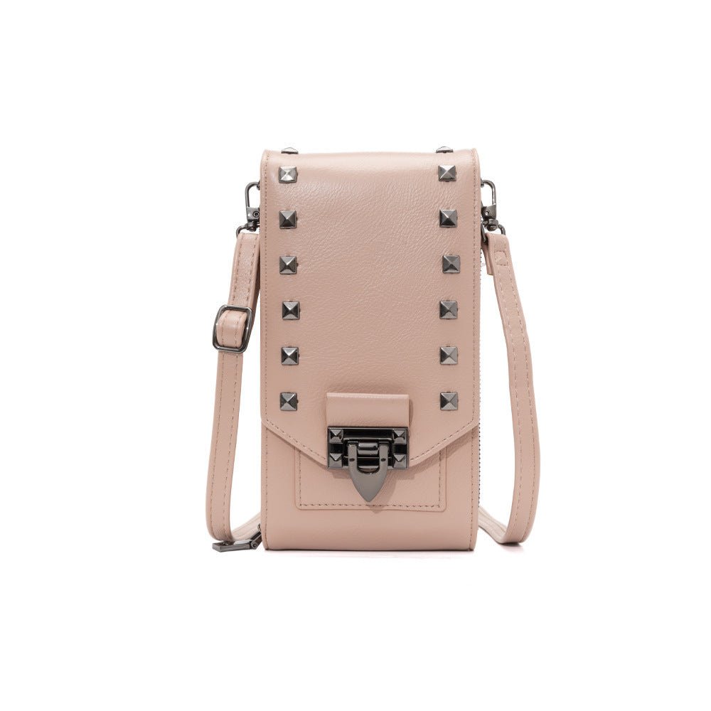 Rivet Design Shoulder Bags Mobile Phone Handbag Solid Color Crossbody Bags Women - MH TRENDS & STYLES