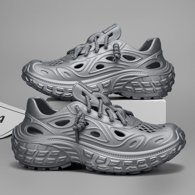 Summer Outdoor Non - slip Sandals Men's Thick - soled Poop Feeling Couple Hole Shoes Covered Heel Slippers - MH TRENDS & STYLES