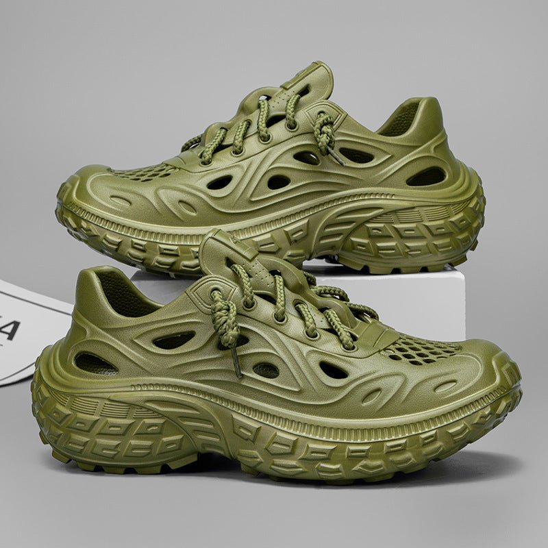 Summer Outdoor Non - slip Sandals Men's Thick - soled Poop Feeling Couple Hole Shoes Covered Heel Slippers - MH TRENDS & STYLES