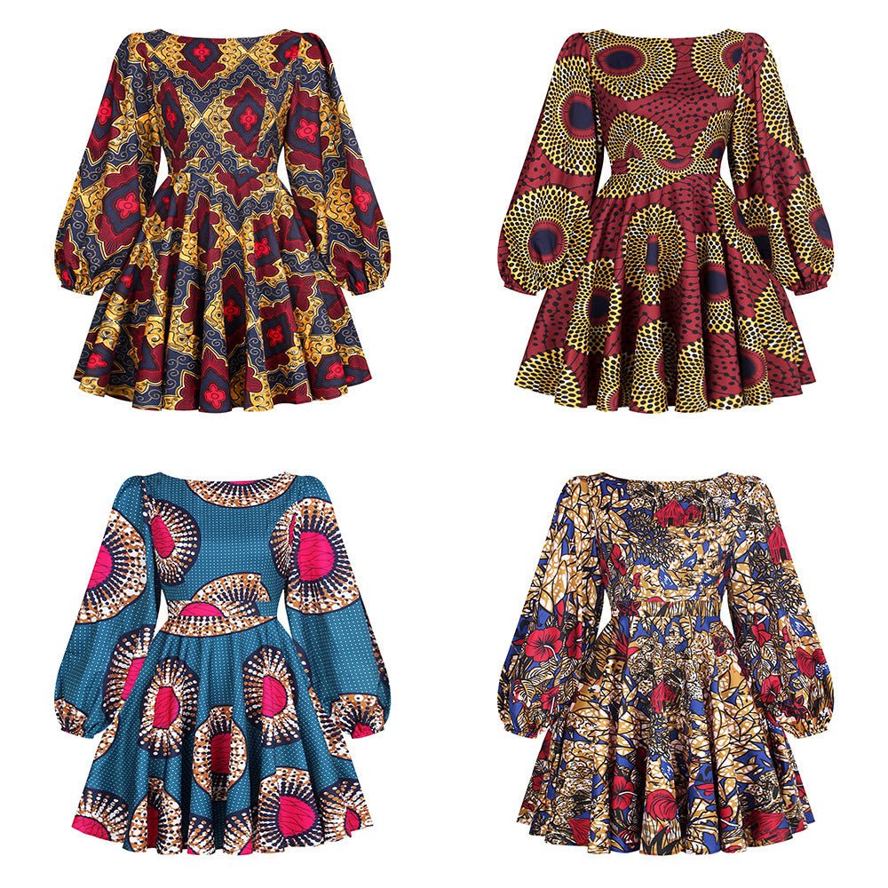 U - shaped back long - sleeved autumn dress short dress - MH TRENDS & STYLES