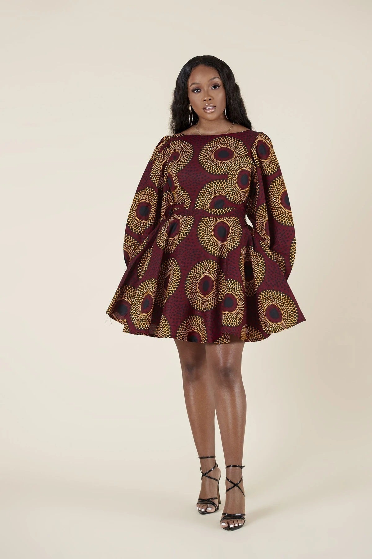 U - shaped back long - sleeved autumn dress short dress - MH TRENDS & STYLES