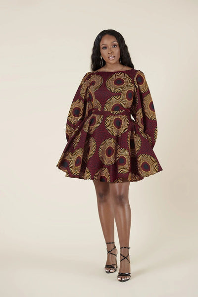 U - shaped back long - sleeved autumn dress short dress - MH TRENDS & STYLES