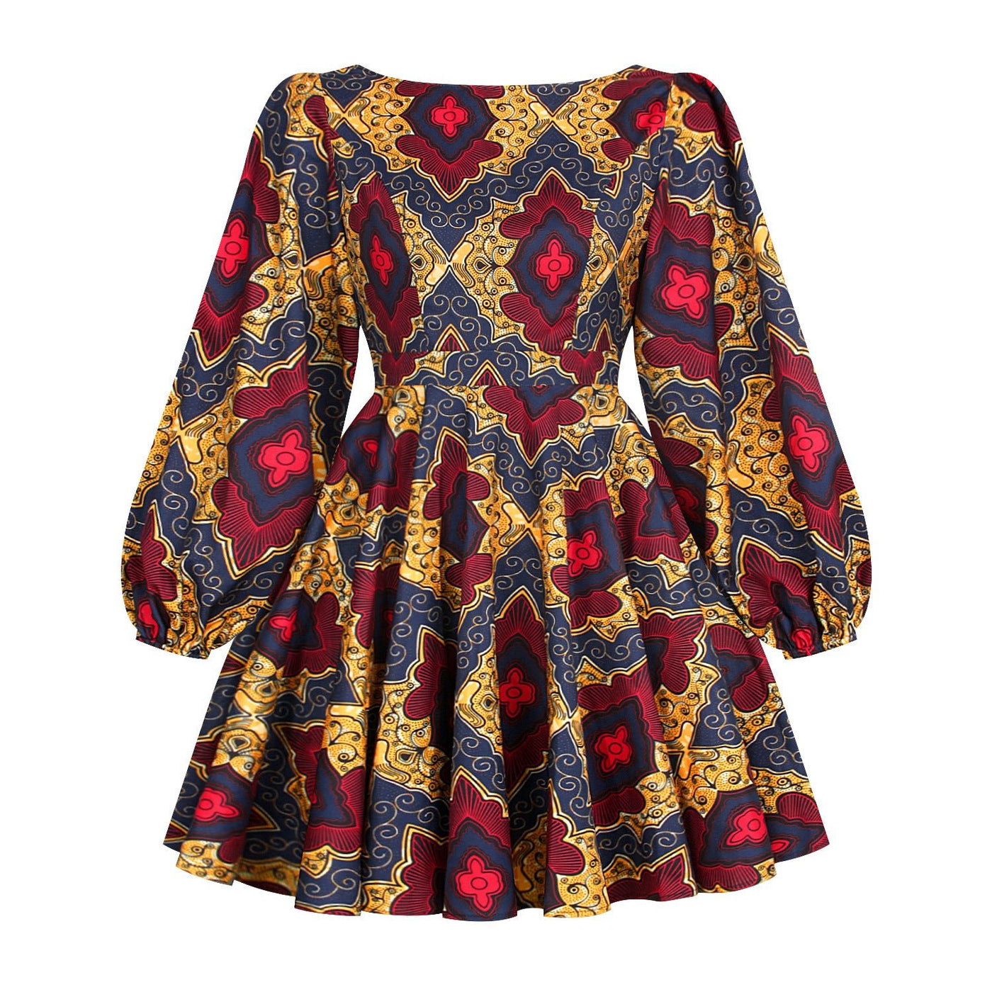 U - shaped back long - sleeved autumn dress short dress - MH TRENDS & STYLES