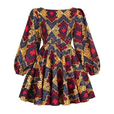 U - shaped back long - sleeved autumn dress short dress - MH TRENDS & STYLES