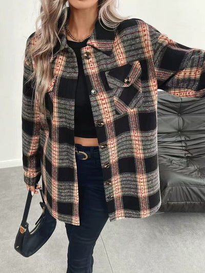 Women's Casual Plaid Composite Plush Warm Jacket - MH TRENDS & STYLES