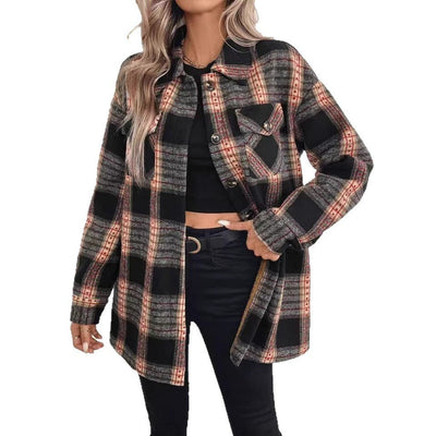 Women's Casual Plaid Composite Plush Warm Jacket - MH TRENDS & STYLES