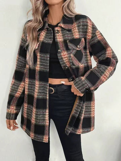Women's Casual Plaid Composite Plush Warm Jacket - MH TRENDS & STYLES