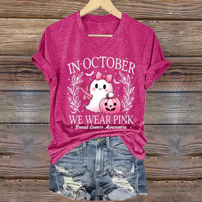 Women's Fashion Printed Casual Colored Cotton V - neck Short Sleeve - MH TRENDS & STYLES