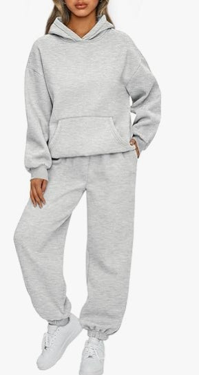Women’s Sweatshirt Set | Solid Color 2 - Piece Outfit | Casual Long Sleeve Tracksuit - MH TRENDS & STYLES