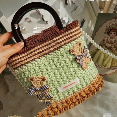 Wool Crocheted Bear Portable Shoulder Bag - MH TRENDS & STYLES